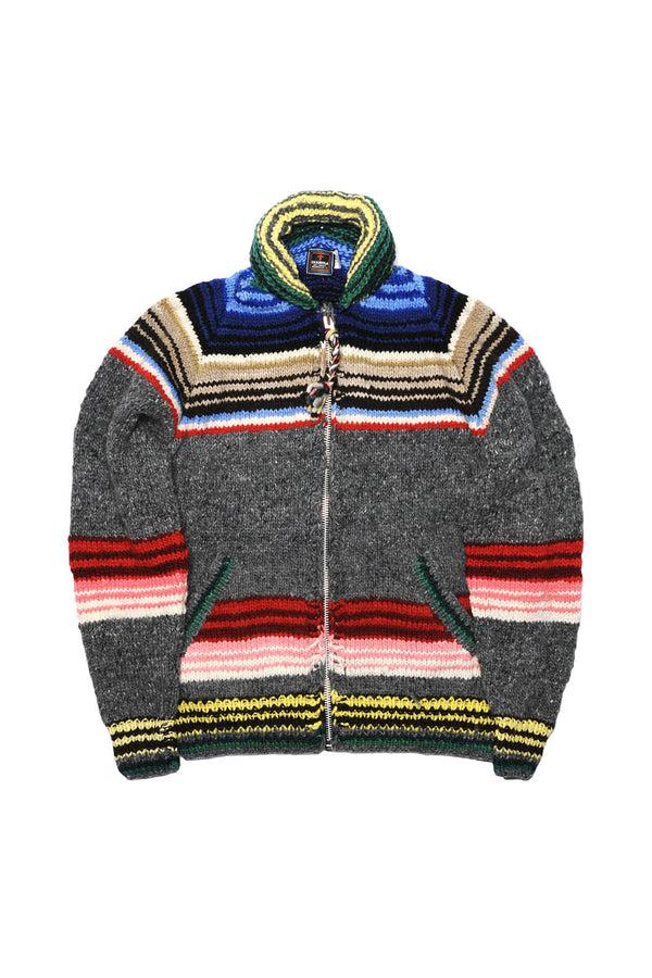 chamula Serape Zipper Cardigan - Grey Sweater S