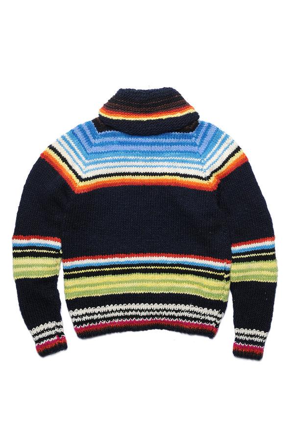 Chamula Serape Zipper Cardigan - Navy Sweater S
