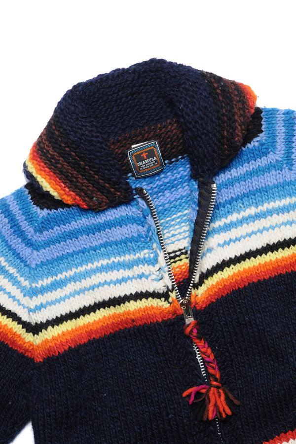 Chamula Serape Zipper Cardigan - Navy Sweater S