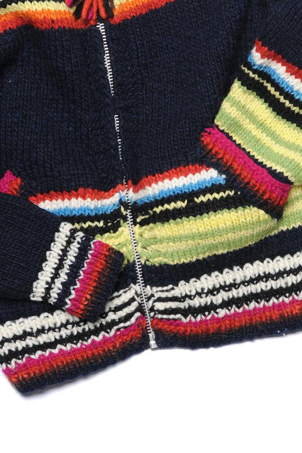 Chamula Serape Zipper Cardigan - Navy Sweater S
