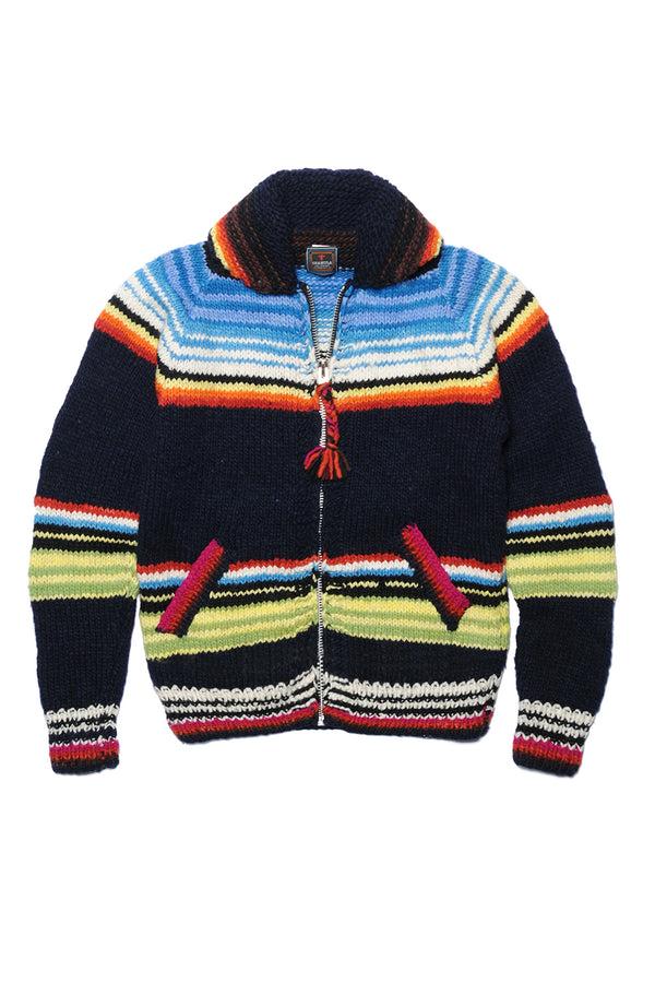 chamula Serape Zipper Cardigan - Navy Sweater S