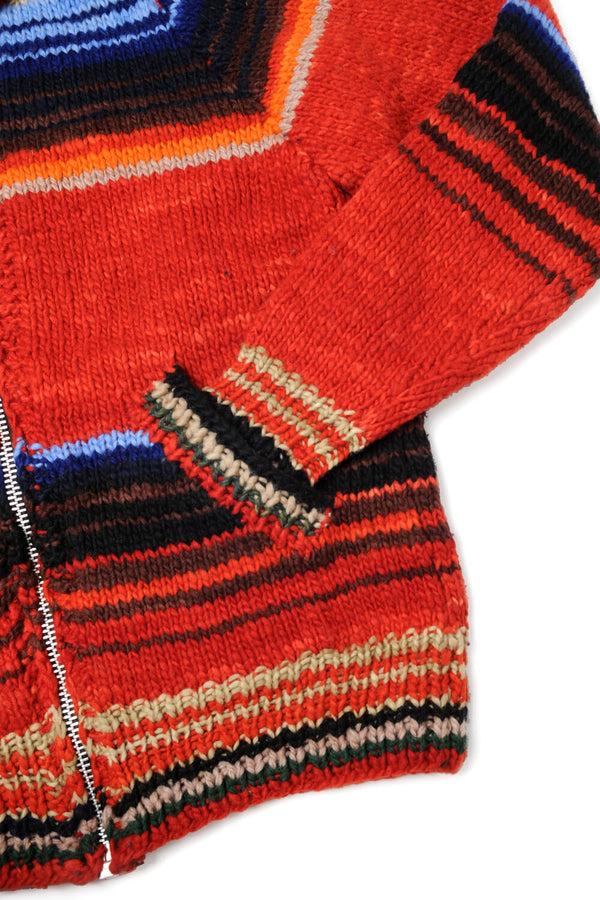 Chamula Serape Zipper Cardigan - Red Sweater S