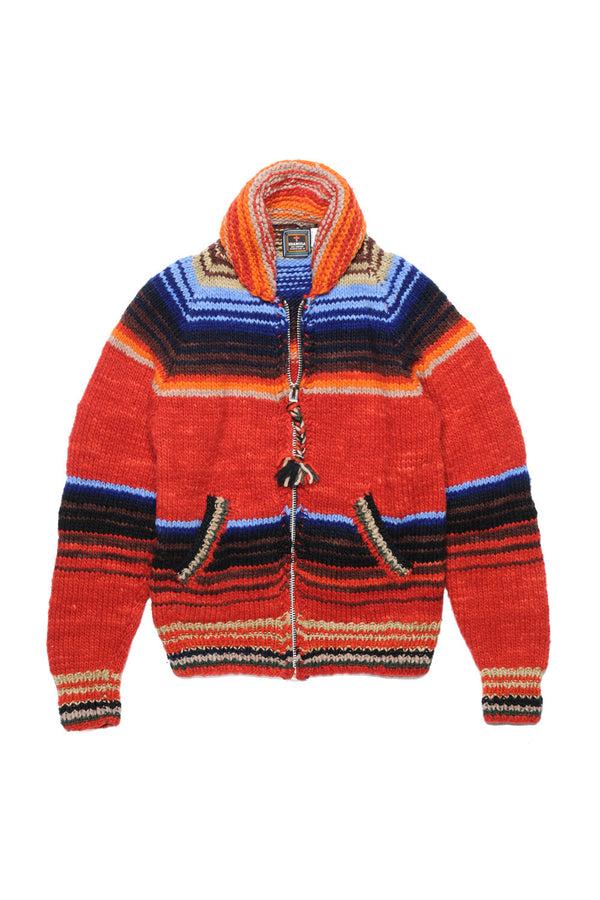 chamula Serape Zipper Cardigan - Red Sweater S