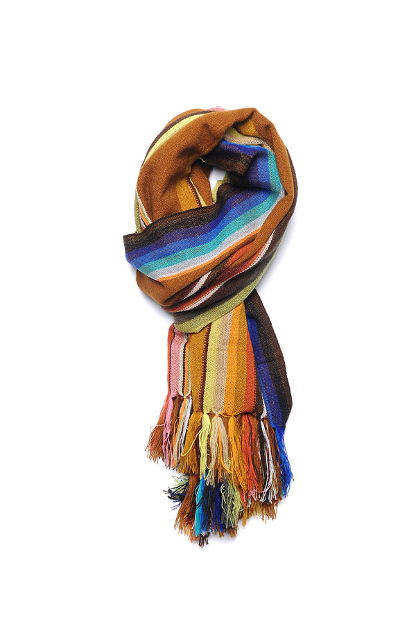 Chamula Wide Serape Muffler - Golden Brown Scarf