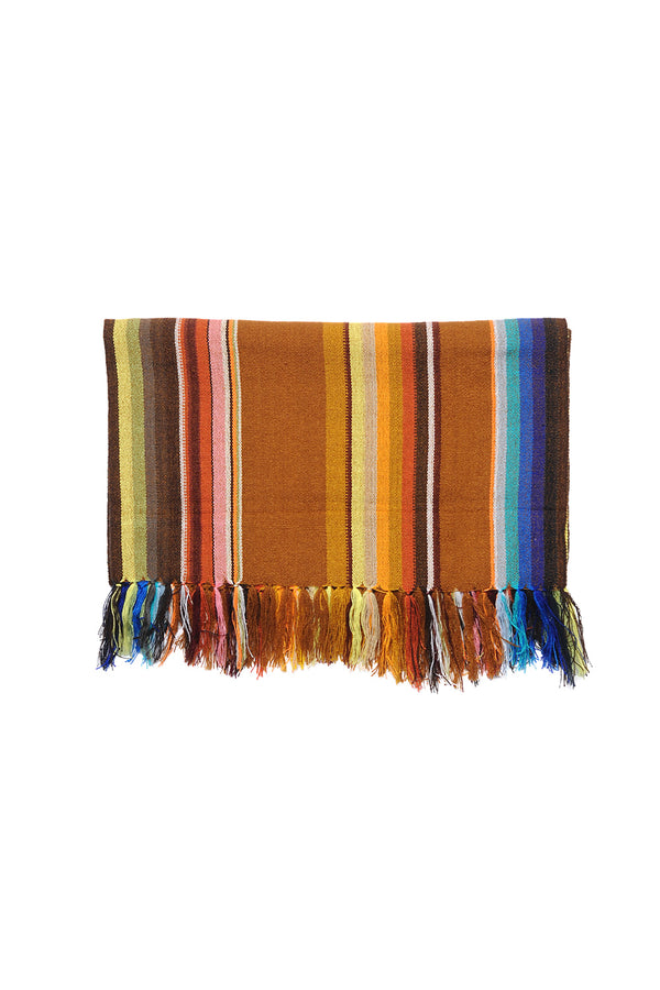chamula Wide Serape Muffler - Golden Brown Scarf