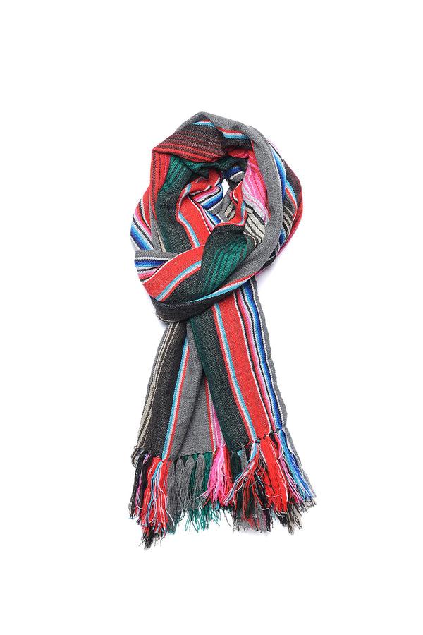 Chamula Wide Serape Muffler - Grey #1 Scarf
