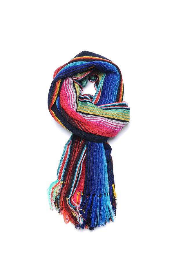 Chamula Wide Serape Muffler - Navy #1 Scarf