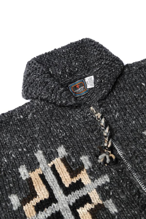 Chamula Chimayo Set-in Zipper Cardigan - Ox Grey Sweater L