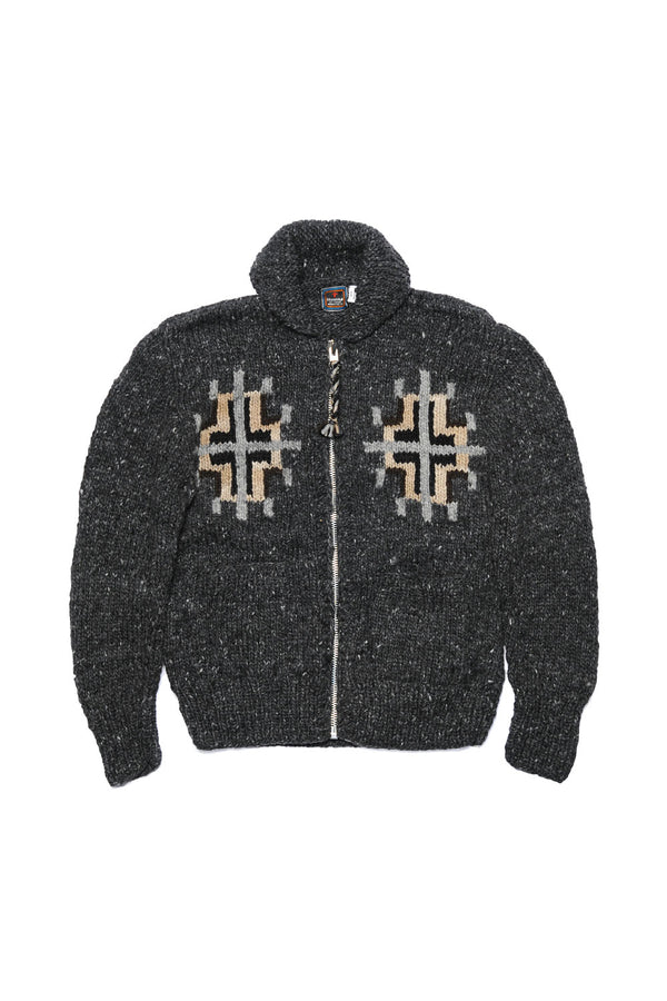 chamula Chimayo Set-in Zipper Cardigan - Ox Grey Sweater L