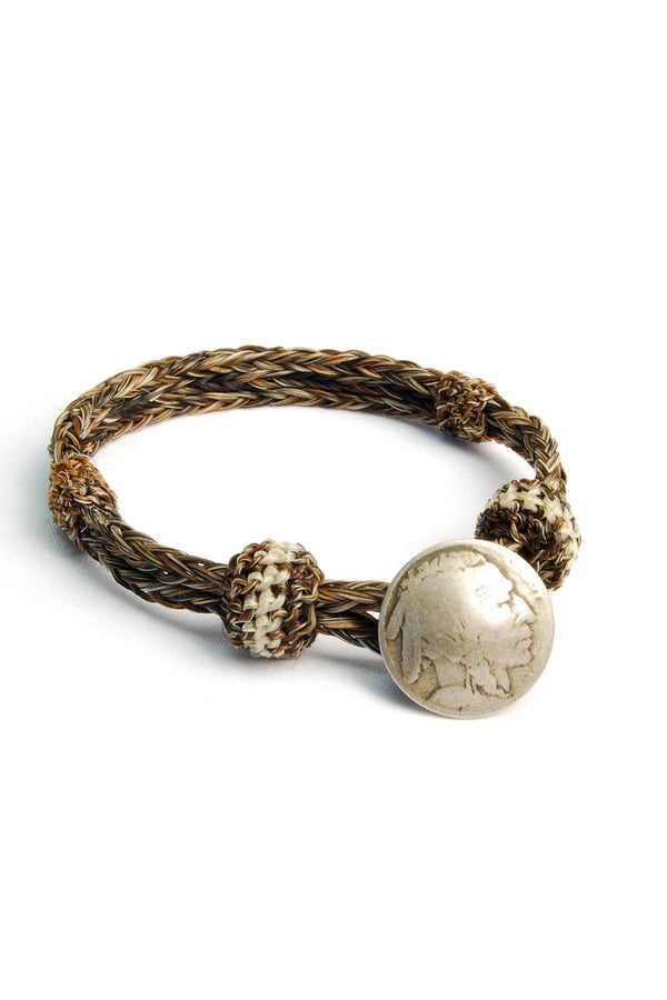 chamula Concho Bracelet - #01 NAT/BLK X NAT Horsehair Bracelet