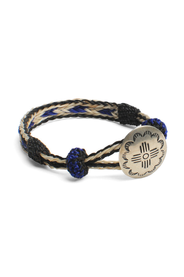 chamula Concho Bracelet - #05-105 BLK X WHT/BLU w/ Concho 105