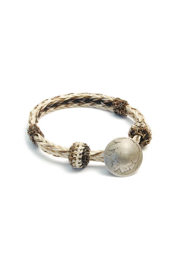 chamula Concho Bracelet - #10 NAT/ BLK XNAT Horsehair Bracelet