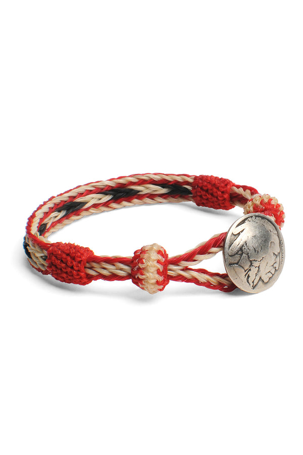 chamula Concho Bracelet - #20 RED X WHT/BLK Horsehair Bracelet