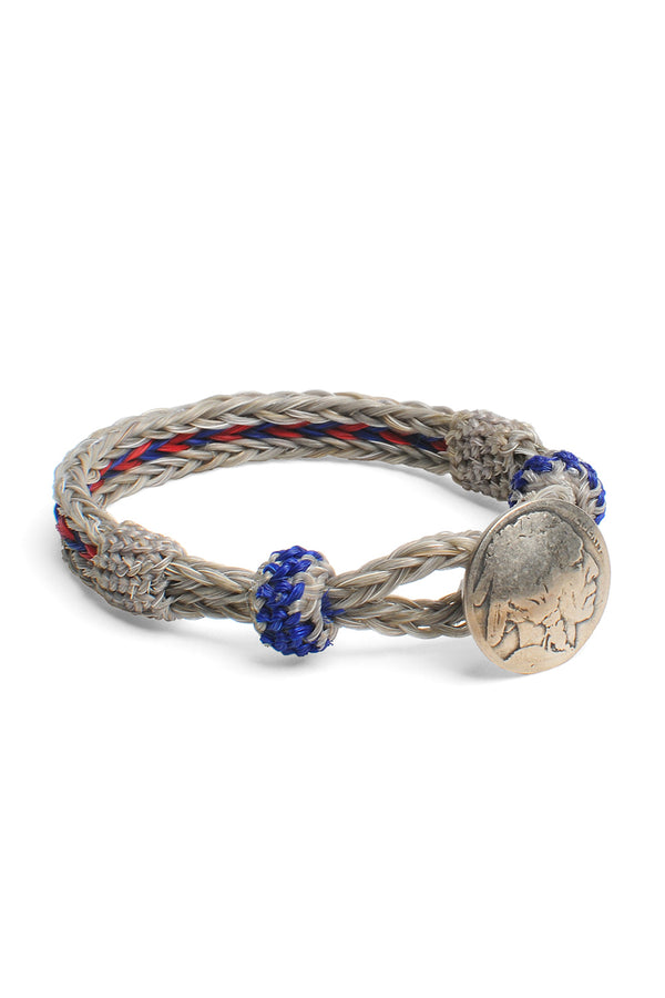 chamula Concho Bracelet - #25 GREY/RED X BLU Horsehair Bracelet