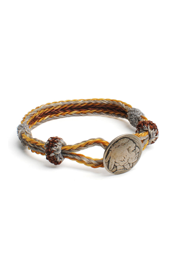 chamula Concho Bracelet - #28 GREY/GLD/BWN Horsehair Bracelet
