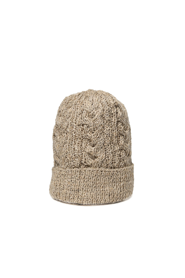 chamula Double Cuff Cap Fisherman - Natural Linen Beanie