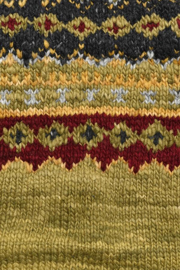 Chamula Fair Isle #3 Zipper Cardigan - Dk. Alfalfa Sweater S