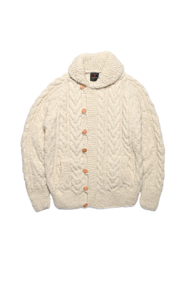 chamula Fisherman Loop Button Cardigan - Ivory Sweater L