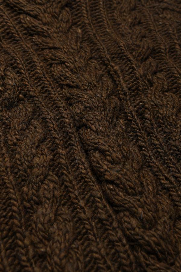 Chamula Fisherman Turtleneck Pullover - Chocolate Sweater S