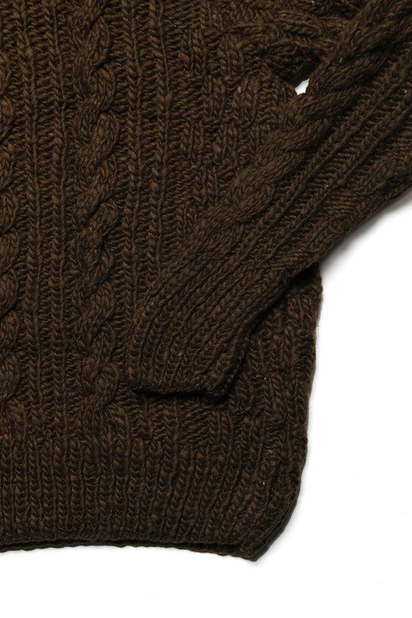 Chamula Fisherman Turtleneck Pullover - Chocolate Sweater S