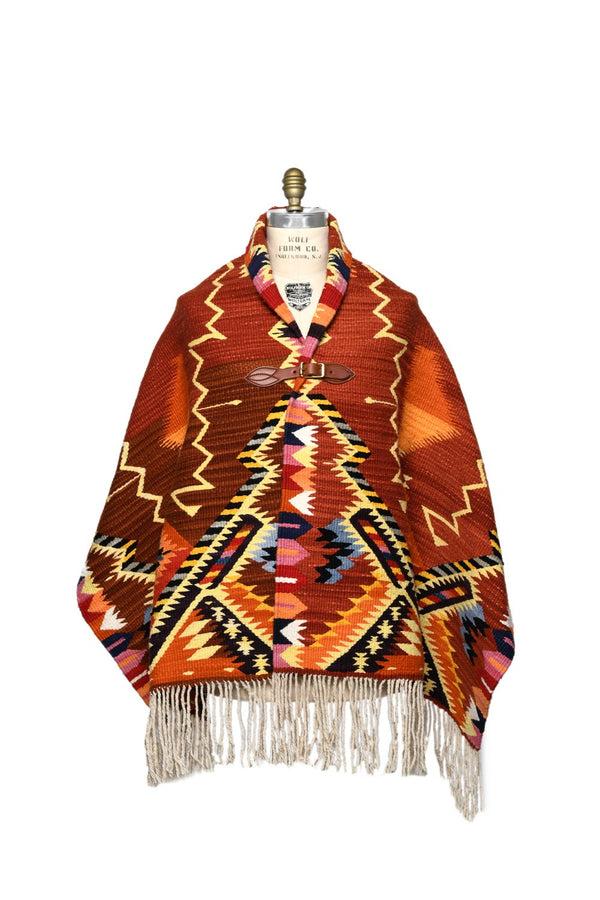 chamula Merino Wool Blanket Poncho Antique Star - Royal Poncho