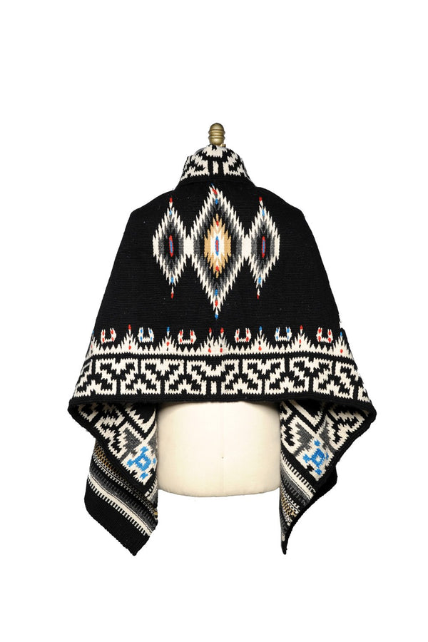 Chamula Merino Wool Blanket Poncho - Butterfly Poncho One Size