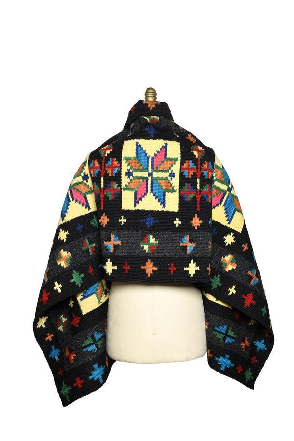 Chamula Merino Wool Blanket Poncho Estrella - Amarillo Poncho