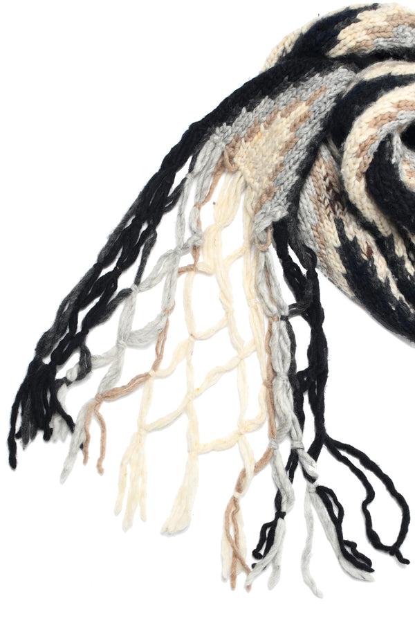 Chamula Merino Wool Muffler Design B - Natural Heather Scarf