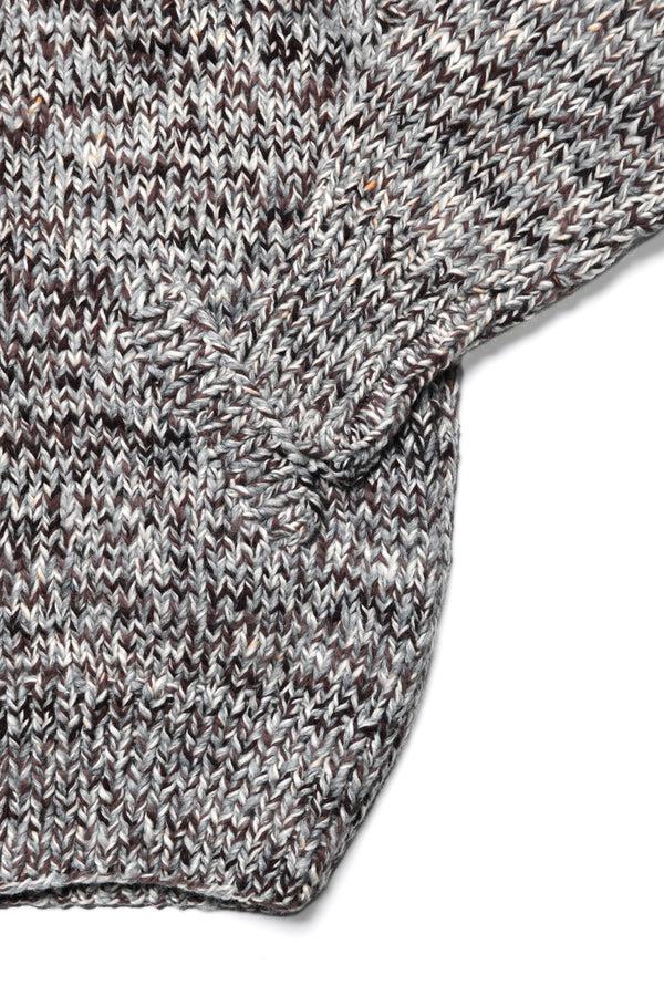 Chamula Mix #2 Heather Zipper Cardigan - Brown/Grey Mix Sweater M