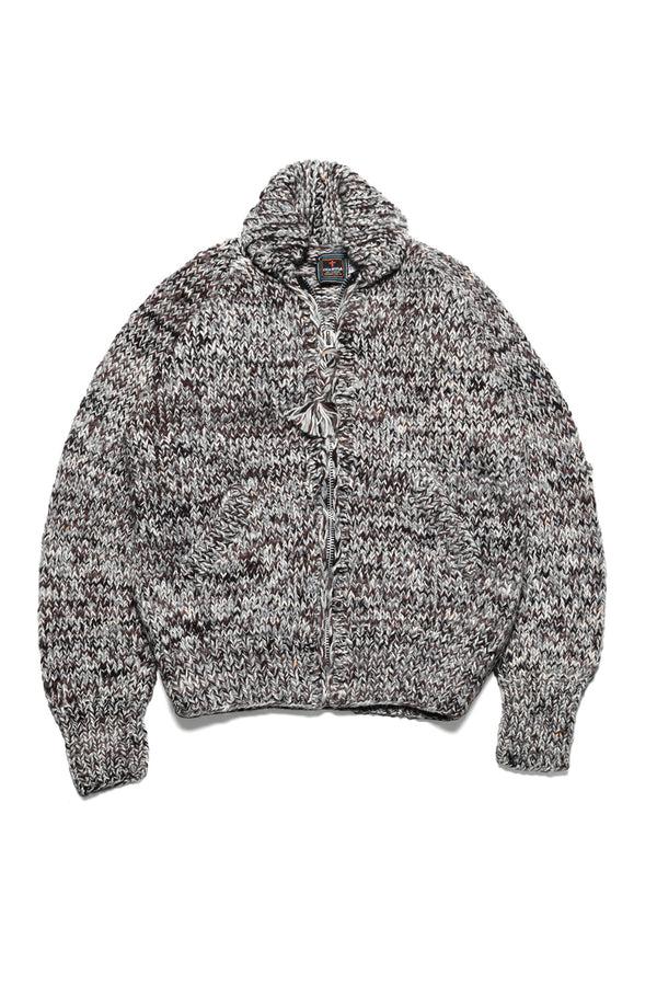 chamula Mix #2 Heather Zipper Cardigan - Brown/Grey Mix Sweater M