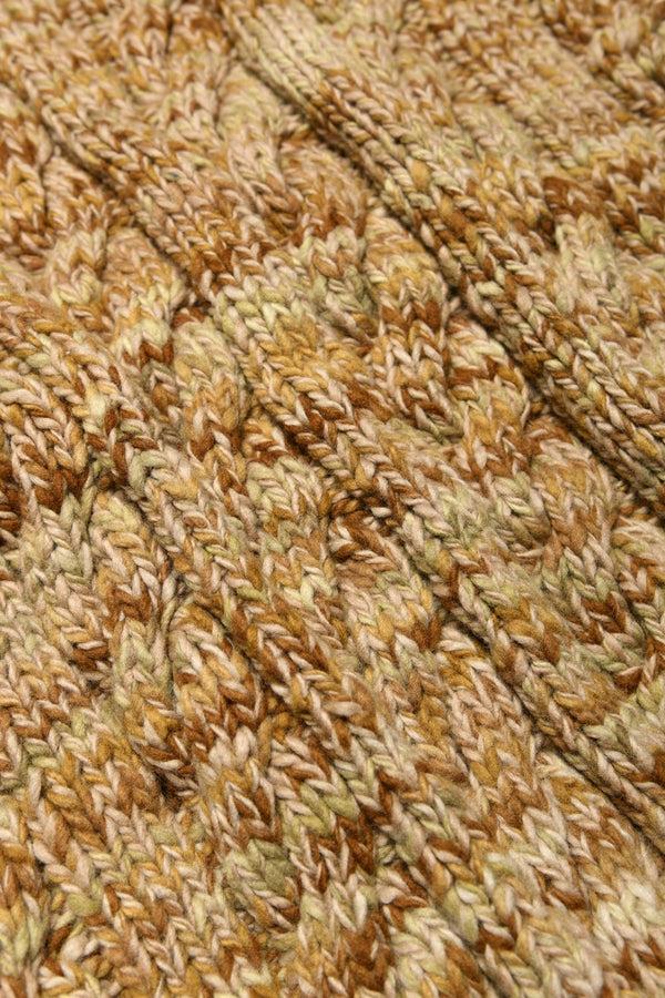 Chamula Mix Fisherman V Neck Cardigan - Dk Beige Mix Sweater S