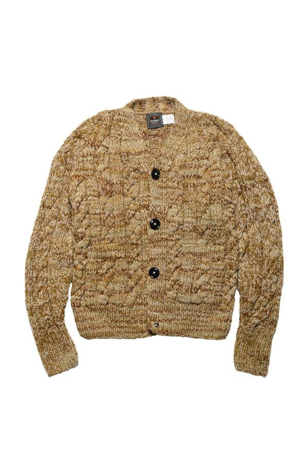 chamula Mix Fisherman V Neck Cardigan - Dk Beige Mix Sweater S