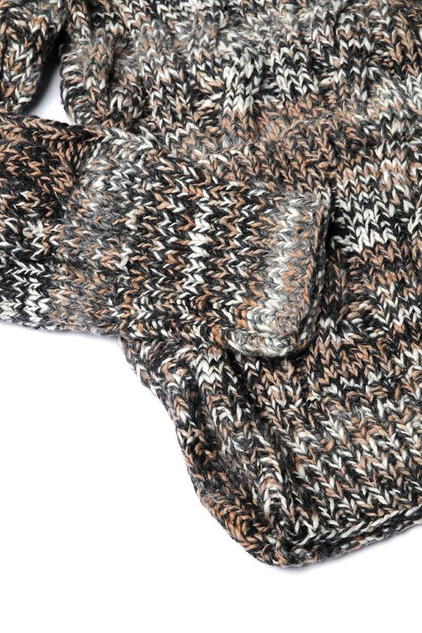 Chamula Mix Fisherman V Neck Cardigan - Ox Grey Mix Sweater S