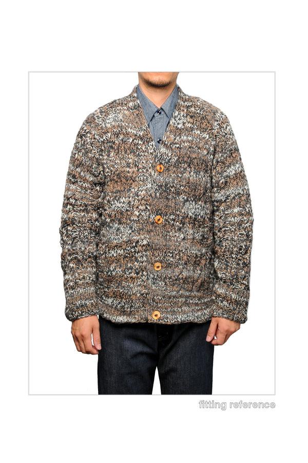 Chamula Mix Fisherman V Neck Cardigan - Ox Grey Mix Sweater S