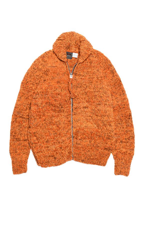 chamula Mix Heather Zipper Cardigan - Dk. Orange Mix Sweater S