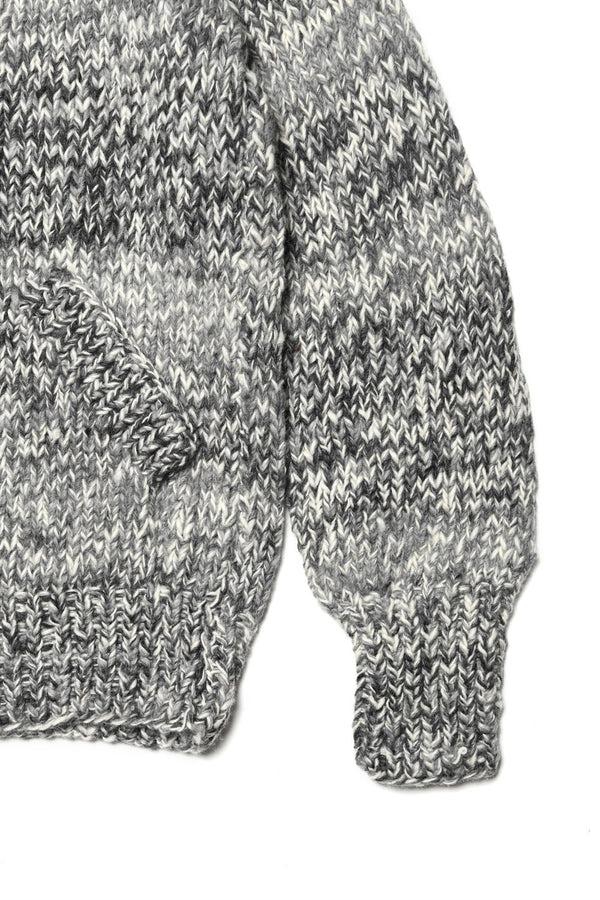 Chamula Mix Heather Zipper Cardigan - Ivory Mix Sweater L