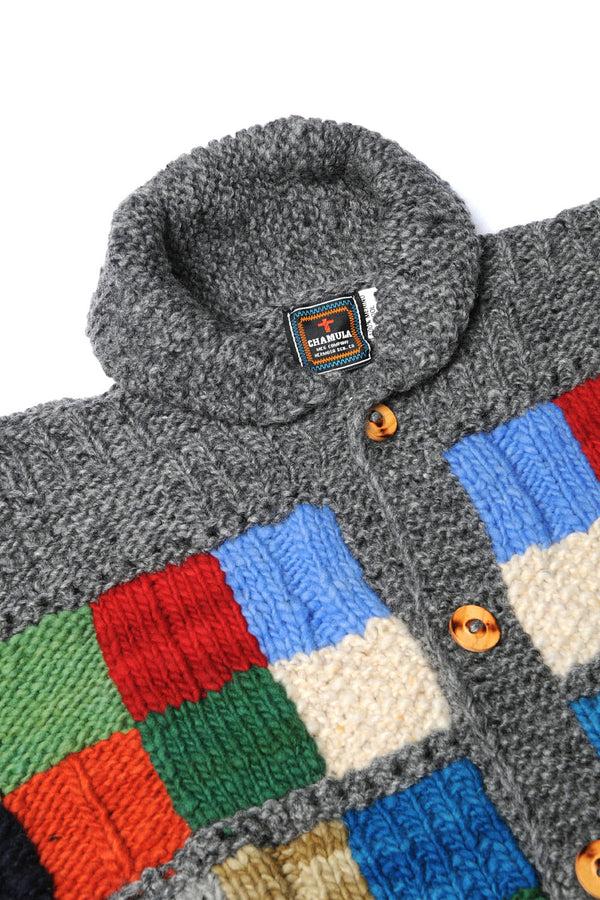 Chamula Sampler Squares Button Cardigan - Grey Sweater M