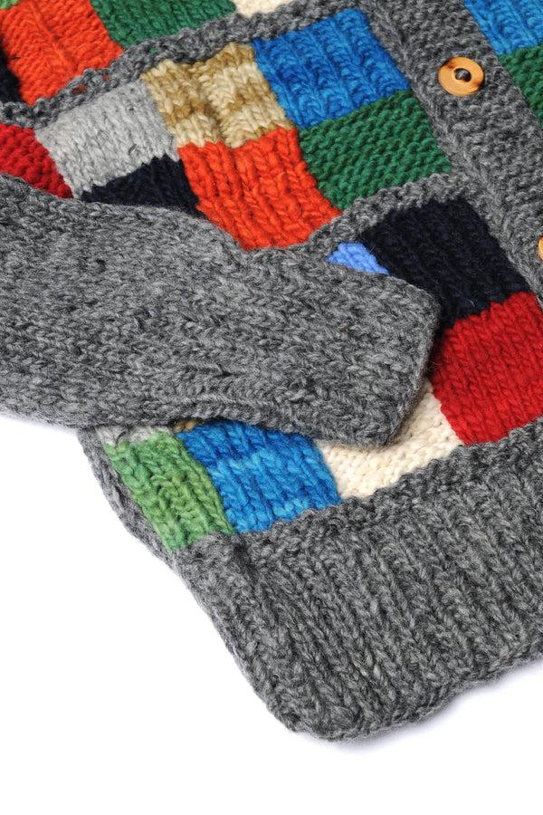 Chamula Sampler Squares Button Cardigan - Grey Sweater M
