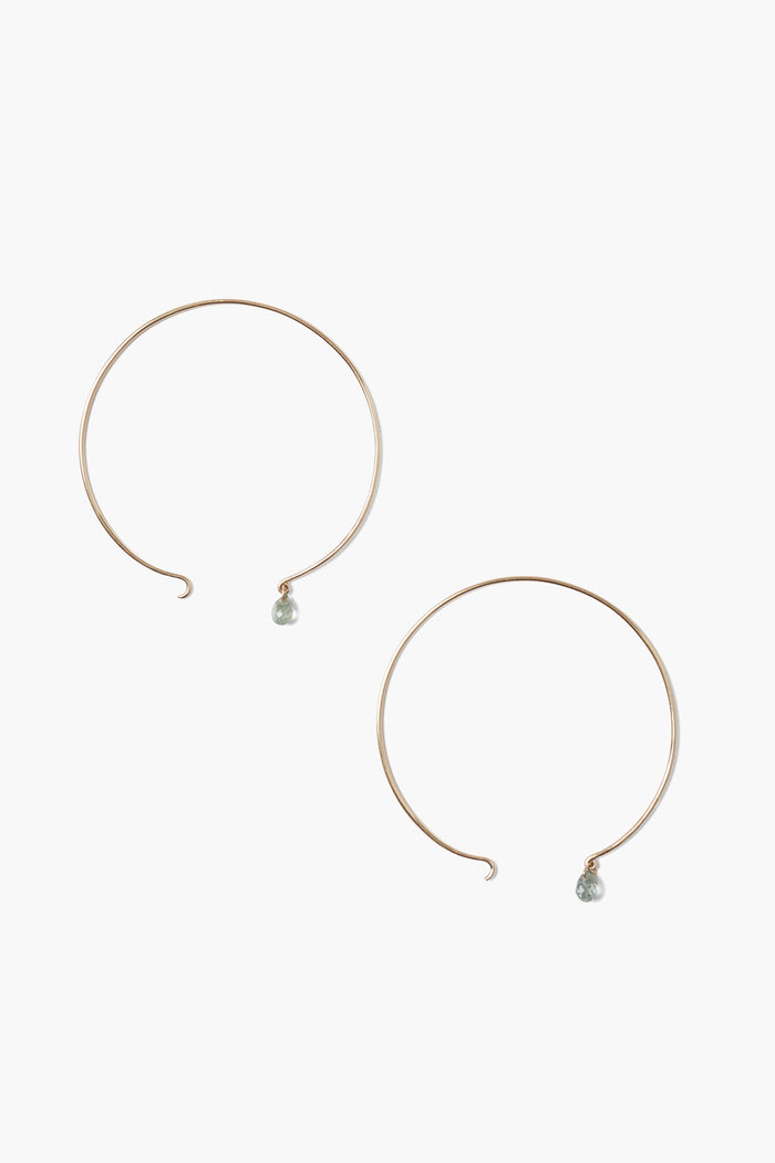 chan luu 14k Belle Hoop Earrings Maxi Green Sapphire Earrings