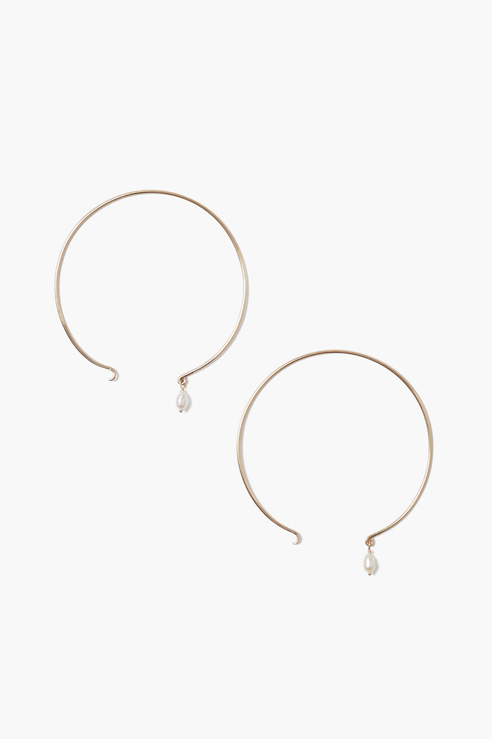 chan luu 14k Belle Hoop Earrings Maxi White Pearl Earrings