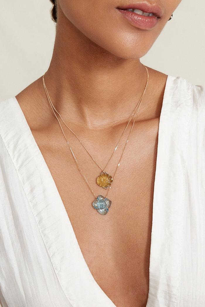 Chan Luu 14k Gardenia Necklace Blue Topaz Necklaces