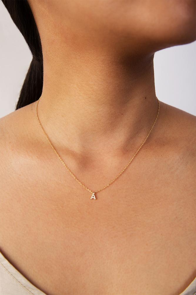 Chan Luu 14k Gold And White Diamond Initial Necklace Necklaces
