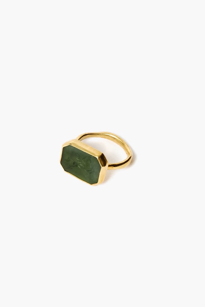Chan Luu 14k Pegasus Intaglio Ring Green Jade Rings