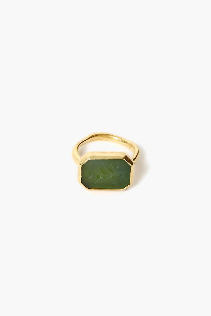 chan luu 14k Pegasus Intaglio Ring Green Jade Rings