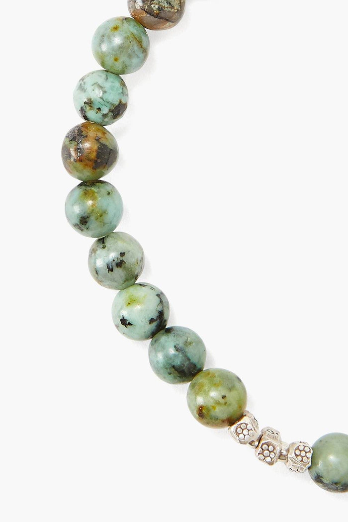 Chan Luu African Turquoise And Etched Silver Stretch Bracelet Bracelets