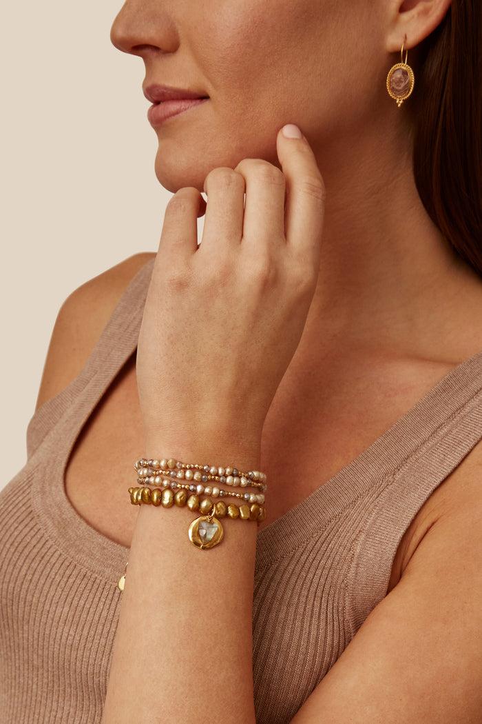 Chan Luu Antica Triple Naked Wrap Bracelet Champagne Pearl Bracelets