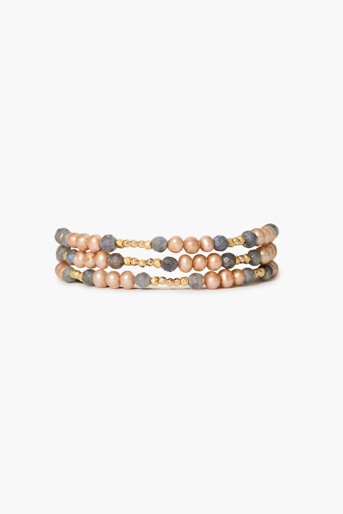 chan luu Antica Triple Naked Wrap Bracelet Champagne Pearl Bracelets