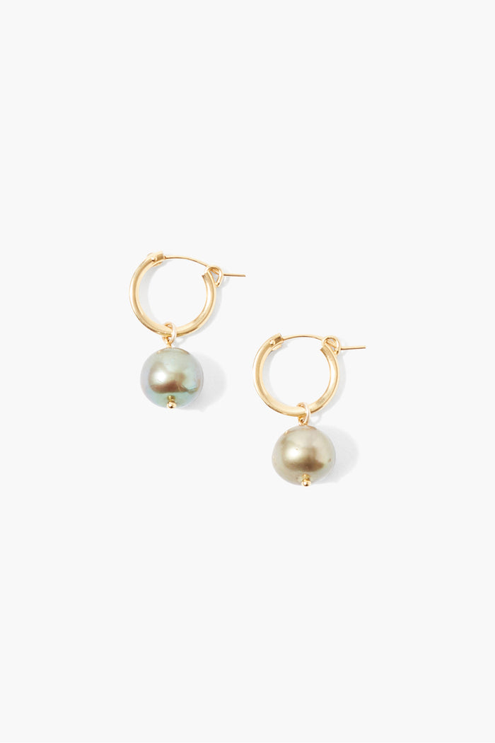 chan luu Baroque Pearl Hoop Earrings Green Earrings