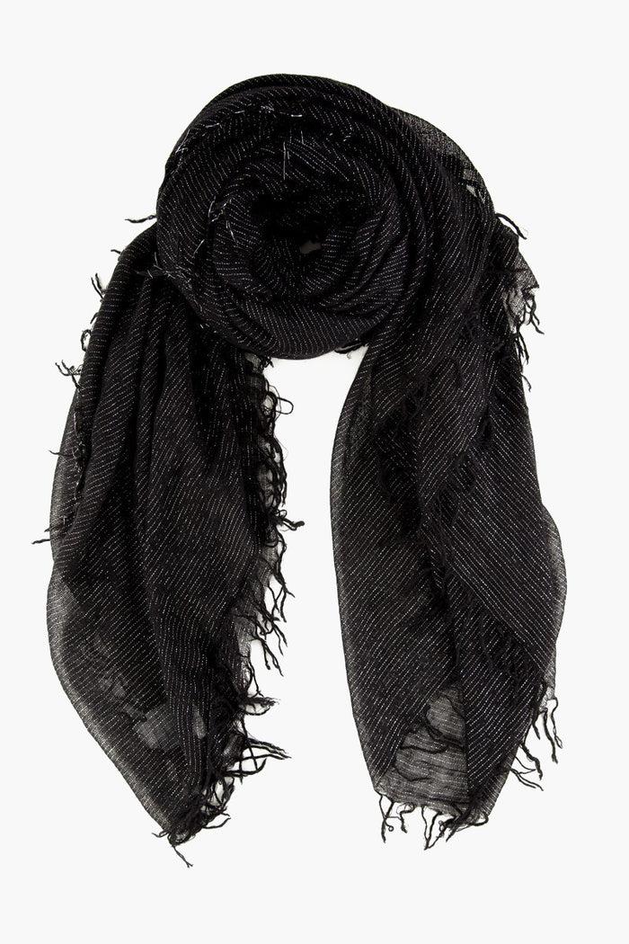 chan luu Black Metallic Cashmere and Silk Scarf Scarves