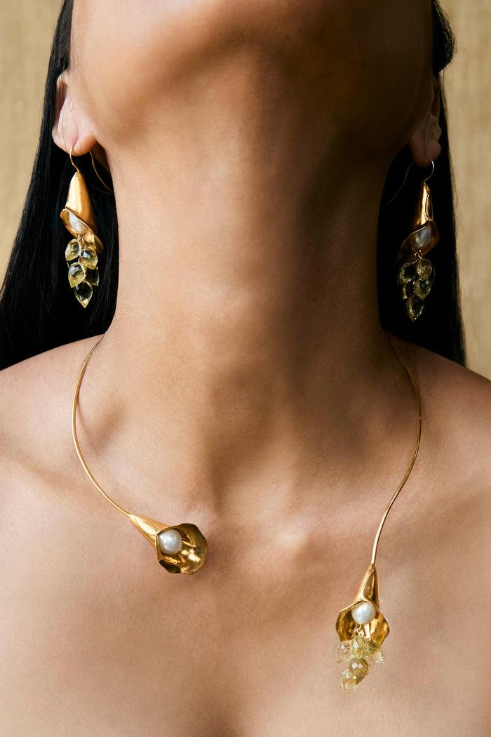 Chan Luu Calla Lily Collar Necklace Gold Mix Necklaces